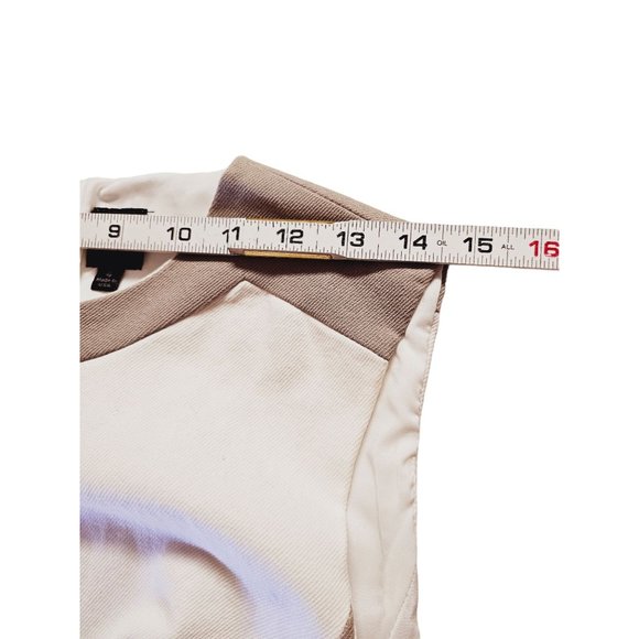 Saks Fifth Avenue sheath dress‎ size 4 cotton denim color block cream tan - Picture 5 of 14